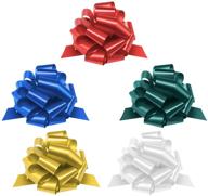 zoe deco gift bows (assorted colors, 9” wide, 24 loops, pack of 5), weather-resistant pull bows for eye-catching gift wrapping, decoration, and presents logo
