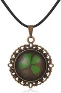 🍀 vintage fm42 real irish lucky four leaf clover pendant necklace - stylish fn4082 logo