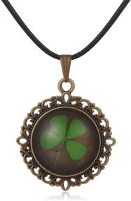 img 3 attached to 🍀 Vintage FM42 Real Irish Lucky Four Leaf Clover Pendant Necklace - Stylish FN4082