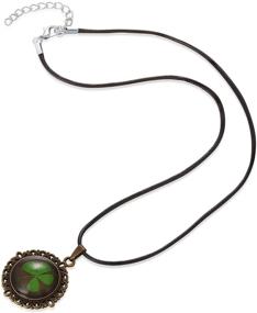img 2 attached to 🍀 Vintage FM42 Real Irish Lucky Four Leaf Clover Pendant Necklace - Stylish FN4082