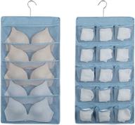 👚 blue dual-sided hanging closet organizer for bra storage, dorm organization and storage - over the door pantry organizer pocket bag space saving for socks, underwear, jewelry, stockings. логотип