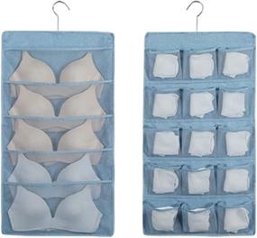 img 4 attached to 👚 Blue Dual-Sided Hanging Closet Organizer for Bra Storage, Dorm Organization and Storage - Over the Door Pantry Organizer Pocket Bag Space Saving for Socks, Underwear, Jewelry, Stockings.