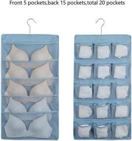 img 3 attached to 👚 Blue Dual-Sided Hanging Closet Organizer for Bra Storage, Dorm Organization and Storage - Over the Door Pantry Organizer Pocket Bag Space Saving for Socks, Underwear, Jewelry, Stockings.