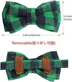 img 2 attached to WDPAWS Cat Collar Breakaway - Green Plaid Pattern, Adjustable 7-11 Inches - Bell, Bow Tie & Safety Buckle - Ideal for Kitten Cats