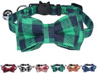 wdpaws cat collar breakaway - green plaid pattern, adjustable 7-11 inches - bell, bow tie & safety buckle - ideal for kitten cats logo