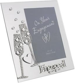 img 1 attached to 🌳 Stunning Oaktree Gifts Mirror Photo Frame; Elegant 4x6 Diamante Flute and Heart Decor; Perfect for Engaged Couples