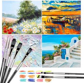 img 2 attached to 🎨 YUNYINFENG Artist Paint Brush Set - 15 Different Brush Sizes for Acrylic, Oil, and Gouache Painting - Perfect Brush Set for Kids, Artists, and Adults