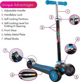 img 1 attached to 🛴 Maxi Foldable Kick Scooter Deluxe for Kids, Extendable Handlebars Age 5-12, Surface-Safety Balance Technology, 2" Width x 3 Wheels