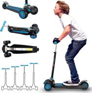 🛴 maxi foldable kick scooter deluxe for kids, extendable handlebars age 5-12, surface-safety balance technology, 2" width x 3 wheels logo