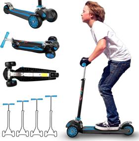 img 4 attached to 🛴 Maxi Foldable Kick Scooter Deluxe for Kids, Extendable Handlebars Age 5-12, Surface-Safety Balance Technology, 2" Width x 3 Wheels