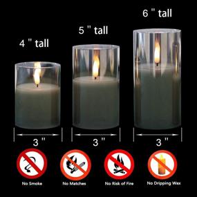 img 2 attached to Eldnacele Glass Candles Flameless Flickering Candles - Remote Control & Timer, Set of 3 Black Glass Candles - 3D Wick LED - Battery Operated Pillar Candles - Warm Light - D3” x H4” 5” 6”