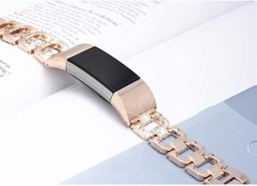 img 1 attached to 💎 Mtozon Metal Bands Compatible with Fitbit Charge 2: Stylish Rose Gold Slim Bling Bands with Rhinestone Replacement, Perfect Bracelet for Women