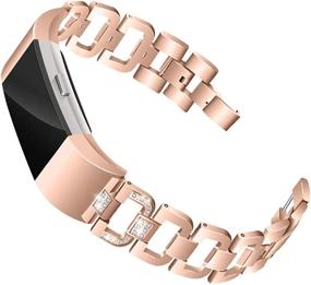 img 4 attached to 💎 Mtozon Metal Bands Compatible with Fitbit Charge 2: Stylish Rose Gold Slim Bling Bands with Rhinestone Replacement, Perfect Bracelet for Women