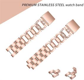 img 3 attached to 💎 Mtozon Metal Bands Compatible with Fitbit Charge 2: Stylish Rose Gold Slim Bling Bands with Rhinestone Replacement, Perfect Bracelet for Women