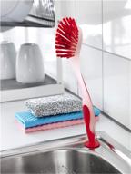 🧼 klickpick home dish scrubber brushes - pack of 6 assorted colors dishwashing brushes with soft long handles and suction cups for multiple use cleaning scrubbing - red, green, blue logo