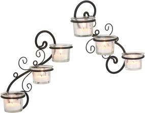 img 3 attached to 🕯️ Black Tea Light Candle Holder Wall Sconce Set, 6-tealight by Stonebriar Decor