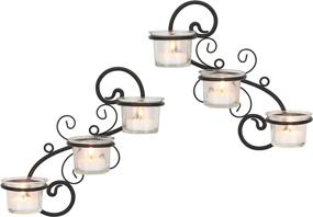 img 4 attached to 🕯️ Black Tea Light Candle Holder Wall Sconce Set, 6-tealight by Stonebriar Decor