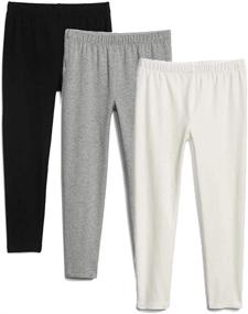 img 4 attached to GINFIVE Toddler Girls Full Leggings: Everyday Cotton Sweatpants 3-Pack (Toddler/Little Kids)