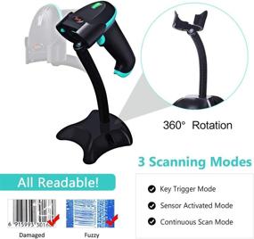 img 1 attached to 📱 Tera Wireless Barcode Scanner: Seamless Bluetooth Connectivity, Advanced 1D/2D QR Code Reader for PC Laptop Smartphone Tablet - With Hands-free Stand, in Vibrant Blue