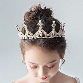 img 4 attached to 👑 Gold Crystal Princess Crown for Girls - Rhinestone Headpiece Accessories for Kid's Birthday, Wedding, Prom, and Costume Parties