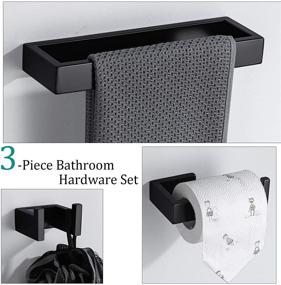 img 3 attached to 🚽 Lairuier Modern Stainless Steel 3-Piece Matte Black Bathroom Hardware Set-Towel Ring, Toilet Paper Holder, Robe Hook, Wall Mounted, L8P3-BK