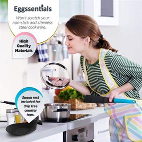 img 2 attached to Eggssentials Silicone Kitchen Utensil Set - 8 Pieces | Durable, Food Grade Safe | Ergonomic, Child Friendly Design | All-In-One Kitchen Essentials with Spoon Rest