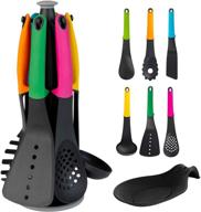 eggssentials silicone kitchen utensil set - 8 pieces | durable, food grade safe | ergonomic, child friendly design | all-in-one kitchen essentials with spoon rest logo