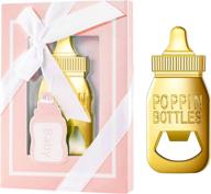 🍼 poppin' bottle shaped baby shower party favors: 24-pack baby bottle opener gifts in pink логотип