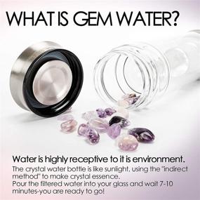 img 3 attached to 💎 Crystal Water Bottle: Double Wall Glass for Hot/Cold Drinks, Natural Crystal Elixir, Tea Infuser, Leak-Proof - Spiritual Gifts for Women, 8.45 oz