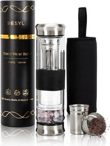 img 4 attached to 💎 Crystal Water Bottle: Double Wall Glass for Hot/Cold Drinks, Natural Crystal Elixir, Tea Infuser, Leak-Proof - Spiritual Gifts for Women, 8.45 oz