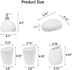 img 3 attached to 🛁 BLBYHO 5-Piece White Ceramic Bathroom Accessory Set for Vanity Countertop - Includes Soap Dispenser, Toothbrush Holder, 2 Tumblers, and Soap Dish - Perfect Family Gift