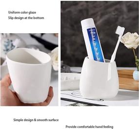 img 1 attached to 🛁 BLBYHO 5-Piece White Ceramic Bathroom Accessory Set for Vanity Countertop - Includes Soap Dispenser, Toothbrush Holder, 2 Tumblers, and Soap Dish - Perfect Family Gift