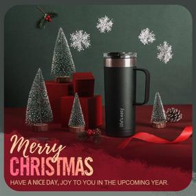 img 4 attached to 🥤 Easy Life - Stainless Steel Mug with Handle, Vacuum Insulated for Hot and Cold Drinks, Leak-Proof, Spill-Proof, Black, 20 oz