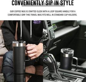 img 1 attached to 🥤 Easy Life - Stainless Steel Mug with Handle, Vacuum Insulated for Hot and Cold Drinks, Leak-Proof, Spill-Proof, Black, 20 oz