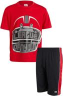 boys basketball short set - 2 piece athletic tee shirt and shorts combo logo