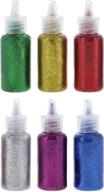 🖌️ emraw sparkling 20ml glitter glue set - vibrant classic gold, silver, red, green, blue & purple colors - ideal for gluing, drawing, writing, outlining (6-pack) logo