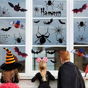 img 1 attached to 🎃 184 PCS Halloween Window Stickers & Clings - Bat Spider Wall Décor, Pumpkin 3D Bats, Creepy Halloween Window Decorations - Party Supplies for Indoor Outdoor Use