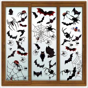 img 4 attached to 🎃 184 PCS Halloween Window Stickers & Clings - Bat Spider Wall Décor, Pumpkin 3D Bats, Creepy Halloween Window Decorations - Party Supplies for Indoor Outdoor Use