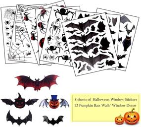 img 2 attached to 🎃 184 PCS Halloween Window Stickers & Clings - Bat Spider Wall Décor, Pumpkin 3D Bats, Creepy Halloween Window Decorations - Party Supplies for Indoor Outdoor Use