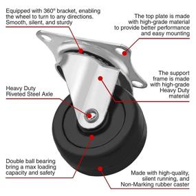 img 3 attached to 🔥 Premium Rubber Bearing Swivel Caster Wheels for Smooth Rolling and Maneuverability