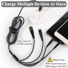 img 1 attached to 🔌 6FT Многофункциональный зарядный кабель 3A, Нейлоновый плетеный 4 в 1 Многофункциональный USB-кабель для нескольких устройств - Универсальный зарядный шнур с коннекторами Type C/Micro USB для мобильных телефонов и др.