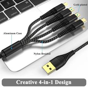 img 3 attached to 🔌 6FT Многофункциональный зарядный кабель 3A, Нейлоновый плетеный 4 в 1 Многофункциональный USB-кабель для нескольких устройств - Универсальный зарядный шнур с коннекторами Type C/Micro USB для мобильных телефонов и др.