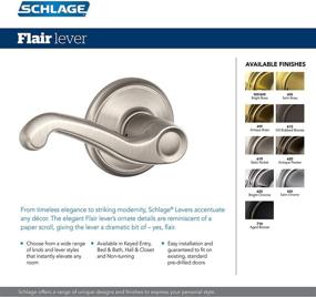 img 1 attached to 🔑 Замок на дверную ручку Schlage Flair Flat Wave Reversible - Сплав латуни с античной отделкой.