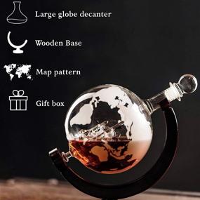 img 3 attached to 🌎 Etched World Globe Whiskey Decanter Set (28 Ounce) - Premium Gift-Boxed Home Bar Accessories for Men - Ideal for Liquor, Bourbon, Vodka and All Alcohol Drinks