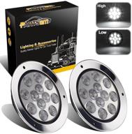 🔆 partsam pair of 12 led white 4-inch round backup reverse lights with sealed stainless rings logo