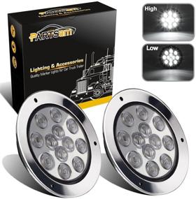 img 4 attached to 🔆 Partsam Pair of 12 LED White 4-Inch Round Backup Reverse Lights with Sealed Stainless Rings