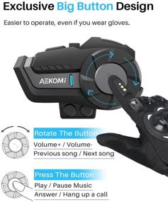 img 2 attached to 🏍️ Аудиосистема AEKOMi HY-01S для мотоцикла Bluetooth 2Pack - Водонепроницаемый шлемный интерком для мотоцикла, универсальные коммуникационные системы, дальность 1000м, групповая связь для 2 участников движения