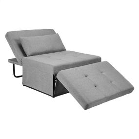 img 4 attached to 🛋️ FHW Folding Ottoman Sleeper Leisure Bed: 4-in-1 Multi-Function Adjustable Ottoman Bench, Guest Sofa Chair, Sofa Bed - Upscale Grey