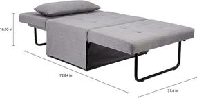 img 3 attached to 🛋️ FHW Folding Ottoman Sleeper Leisure Bed: 4-in-1 Multi-Function Adjustable Ottoman Bench, Guest Sofa Chair, Sofa Bed - Upscale Grey