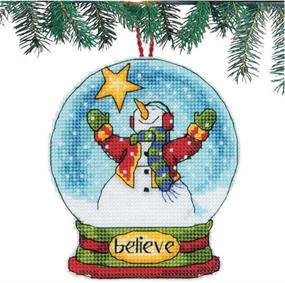 img 2 attached to ❄️ Delightful Dimensions Cross Stitch Believe Snowman Snow Globe Christmas Ornament Kit - 3.75'' W x 4.5'' H